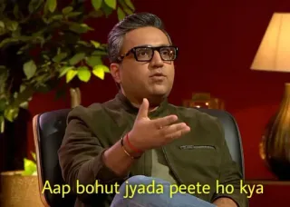 🧐 Aap bahut jyada peete ho kya indisch, Die Höhle der Löwen (Indien), Meme, Interview, Brille, Indische Reality-Show telegram sticker