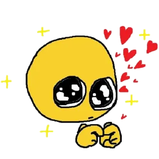 🥺 Emoji, Fofo, Corações, Amor, Amarelo, Brilhos telegram sticker