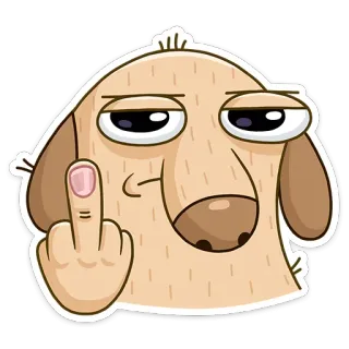 😂 cane, dito medio, offensivo, gesto, cartone animato, maleducato whatsapp sticker