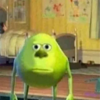 😕 Mike Wazowski Monsters, Inc. Mike Wazowski, Monsters Inc, meme, discomfort, funny, reaction whatsapp sticker