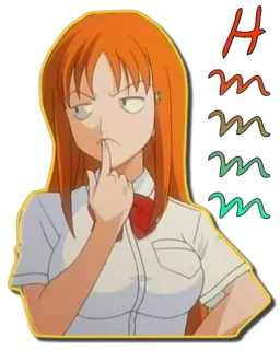 🤔 Hmm anime, girl, thinking, hmm telegram sticker