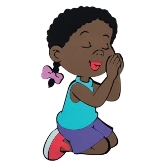 Ⓜ️ beten, Kind, Cartoon, Mädchen, knien whatsapp sticker