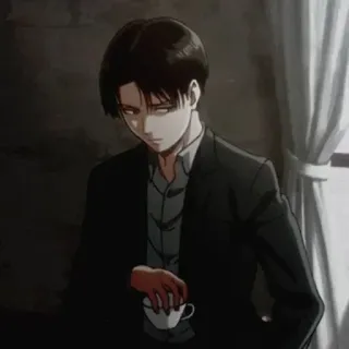 🚬 Levi Ackerman Attack on Titan аниме, леви, атака титанов, персонаж, кофе telegram sticker