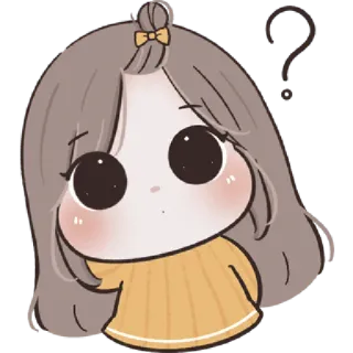 🩰 menina, ponto de interrogação, desenho animado, adesivo, fofo, confuso telegram sticker