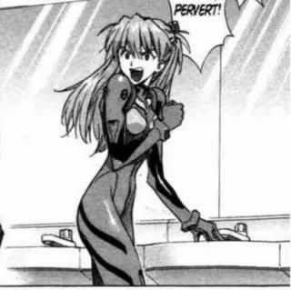 👾 Asuka Langley Sohryu Neon Genesis Evangelion PERVERT! anime, manga, character, evangelion, asuka langley, pervert telegram sticker