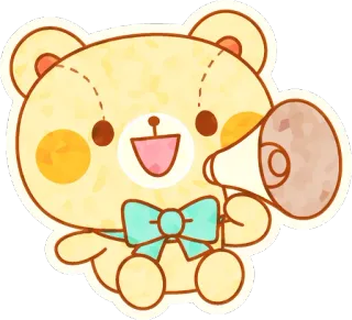 📢 beruang, binatang, lucu, megaphone, komunikasi, mainan, boneka, kawaii telegram sticker