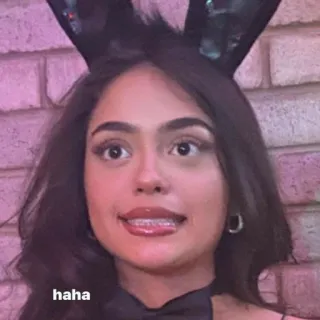 😡 haha mulher, orelhas de coelho, menina, haha, engraçado telegram sticker