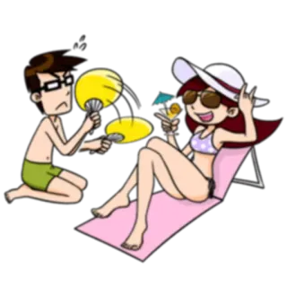 🤗 summer, beach, vacation, relaxation, cartoon telegram sticker