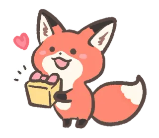 🥰 キツネ, 可愛い, 動物, ギフト, 漫画 telegram sticker