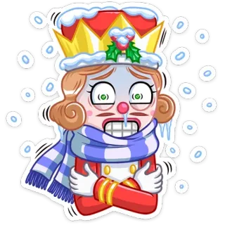 🥶 นัทแครกเกอร์, ฤดูหนาว, หิมะ, หนาว, การ์ตูน, สติกเกอร์ whatsapp sticker
