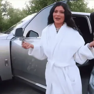 😘 Kylie Jenner celebrity, rich, woman, white, bathrobe, car whatsapp sticker