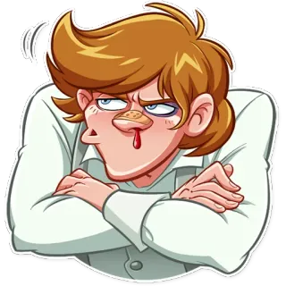 😒 bravo, desenho animado, machucado, ferimento, sangue telegram sticker