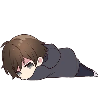 😟 Аниме, Чиби, Сонный, Уставший, Расслабленный, Мультфильм, Лежащий whatsapp sticker