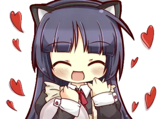 ❤ Anime, Manga, Lucu, Kawaii, Hati, Telinga kucing, Maid telegram sticker