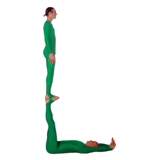 😥 Acrobaties, Yoga, Équilibre, Fitness, Costume vert, Pose, Acro Yoga whatsapp sticker