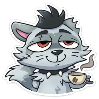☕️ Waschbär, Cartoon, Tier, Kaffee, Lächeln telegram sticker