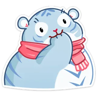 😳 เสือ, น่ารัก, ผ้าพันคอ, ฤดูหนาว, สัตว์ telegram sticker