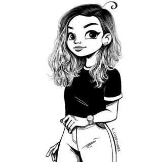 🤗 Mädchen, Cartoon, Kunst, Zeichnung, Illustration telegram sticker