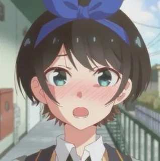 😳 Ruka Sarashina Rent-A-Girlfriend anime, girl, cute, school uniform, blush, Ruka Sarashina telegram sticker