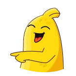 🤣 amarillo, personaje, gracioso, sonriente, feliz, dibujos animados telegram sticker