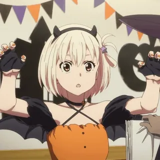 😨 アニメ, 女の子, ハロウィン, コスプレ, 悪魔の角 telegram sticker