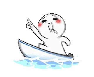 🌊 мультфильм, персонаж, человечек, лодка, вода, парусный спорт telegram sticker