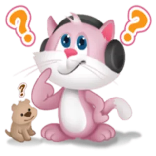 ❓ gatto, domanda, carino, cartone animato, animale, cuffie, pensare telegram sticker