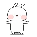 💃 dễ thương, thỏ, thỏ, trắng, hoạt hình, động vật whatsapp sticker