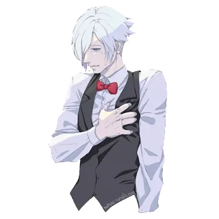 💔 Anime, Männlich, Weste, Fliege, Traurig, Weinend whatsapp sticker