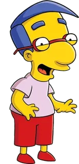 😃 Milhouse Van Houten The Simpsons kartun, karakter, kacamata, rambut biru telegram sticker