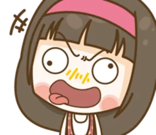 😡 Dessin animé, Fille, Expression, Colère, Sticker telegram sticker
