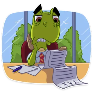 😞 TAX turtle, tax, taxes, paperwork, office, desk telegram sticker