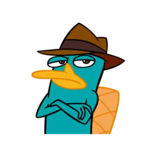 😒 Perry the Platypus Phineas and Ferb ornitorinco, cartone animato, agente, agente segreto, animale telegram sticker