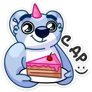 🍰 Cap kartun, beruang, kue, pesta, imut, stiker, perayaan whatsapp sticker