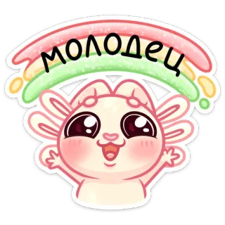 🙌 молодец słodkie, aksolotl, gratulacje, tęcza whatsapp sticker