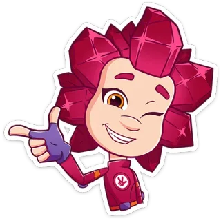 ⭐ cartoon, character, animated, crystal, wink, pointing telegram sticker