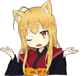 🤷‍♀️ Anime, Mangá, Garota raposa, Fofo, Kawaii, Dar de ombros, Confuso whatsapp sticker