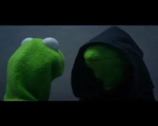 🌚 Kermit Kermit, muppet, hood, dark, meme, puppet telegram sticker