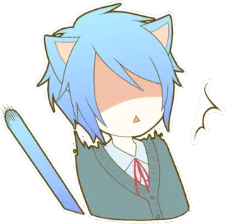 😱 动漫, 猫耳少年, 可爱, Q版, 贴纸, 漫画 whatsapp sticker
