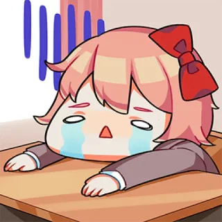 😭 Sayori Doki Doki Literature Club! Anime, Mangá, Fofo, Chorando, Triste, Emocional, DDLC telegram sticker