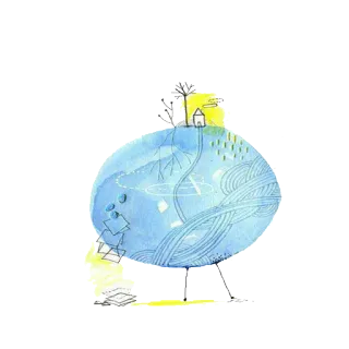 🏡 planeta, acuarela, ilustración, globo telegram sticker