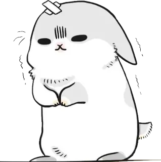 😷 królik, zajączek, zwierzę, słodki, kreskówka, smutny, plaster telegram sticker