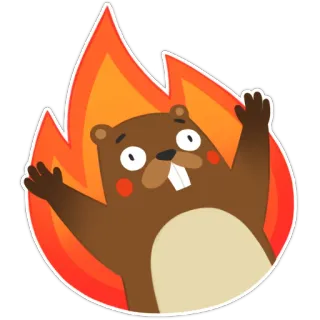🔥 castor, desenho animado, animal, fogo, chamas, engraçado, adesivo, fofo telegram sticker
