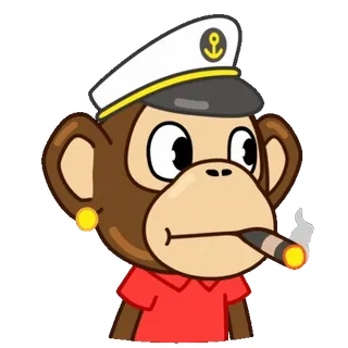 😕 ลิง, กัปตัน, ซิการ์, สัตว์, การ์ตูน whatsapp sticker