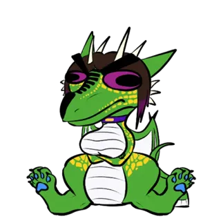 😡 dragon, cartoon, green, purple, cute, sticker telegram sticker