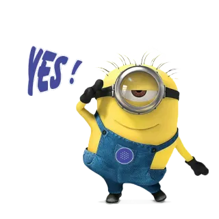 ✌️ Minion Despicable Me YES! มินเนี่ยน, ใช่, การ์ตูน, ฉลอง, ข้อตกลง, มิสเตอร์แสบ ร้ายเกินพิกัด telegram sticker