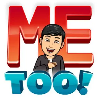 🙋‍♀ ME TOO! Bitmoji, yo también, de acuerdo, dibujo animado, personaje telegram sticker