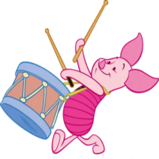 🥁 Piglet Winnie the Pooh Leitão, Ursinho Pooh, Tambor, Desenho animado, Animação, Amizade telegram sticker