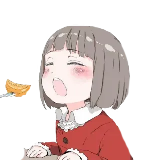 😋 Anime, Menina, Bocejo, Laranja, Sonolento, Desenho animado telegram sticker