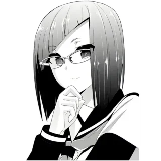 🤔 Аниме, Манга, Девушка, Школьная форма, Очки, Милая telegram sticker